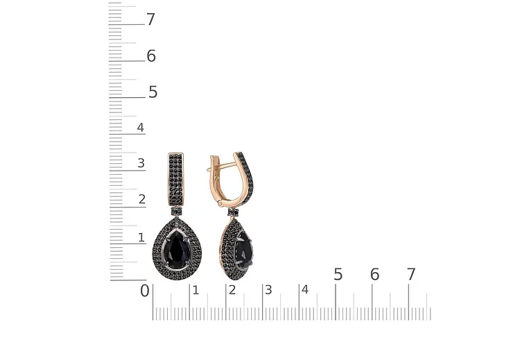 Серьги из красного золота с 2 агатами и 278 фианитами