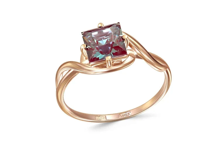 Кольцо из красного золота с александритом