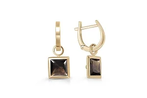 Серьги-трансформеры из жёлтого золота с 2 раухтопазами