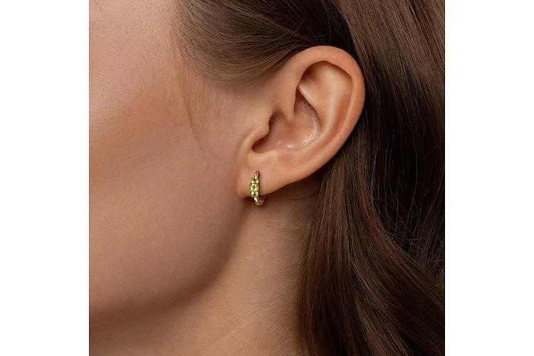 Серьги из жёлтого золота с 6 хризолитами