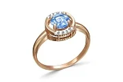 Кольцо из красного золота с топазом swiss и 10 фианитами