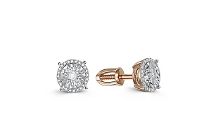 Серьги-пусеты из красного золота с 50 бриллиантами