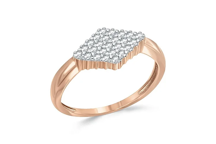 Кольцо из красного золота с 25 фианитами