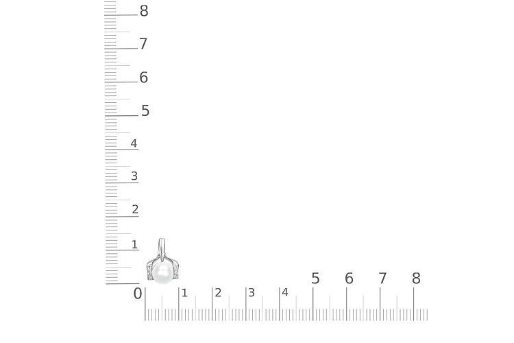 Подвеска из белого золота с жемчугом и 6 фианитами