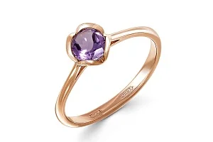 Кольцо из красного золота с аметистом