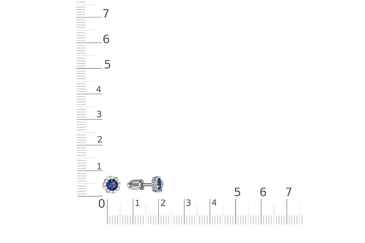 Серьги-пусеты из белого золота с 2 корундами и 16 бриллиантами