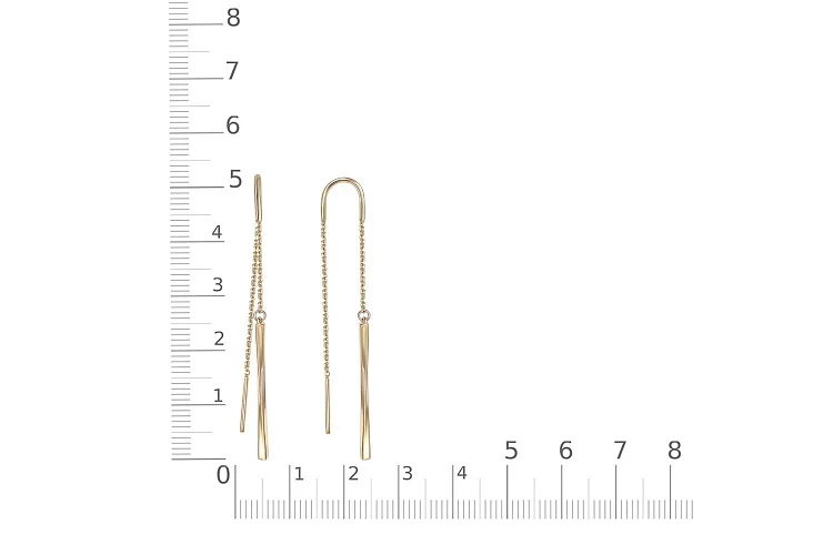 Серьги-продёвки из жёлтого золота без вставок