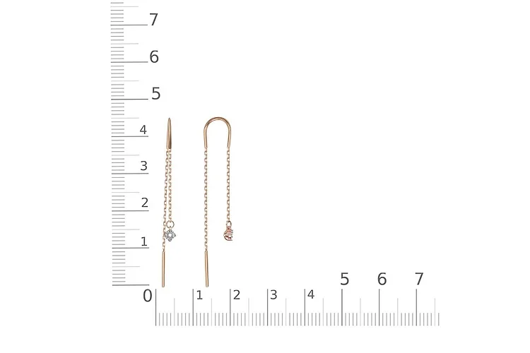 Серьги-продёвки из красного золота с 2 бриллиантами