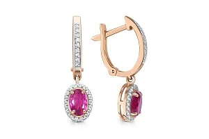 Серьги из красного золота с 2 рубинами и 54 бриллиантами