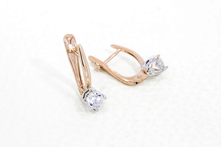 Серьги из красного золота с 2 кристаллами swarovski