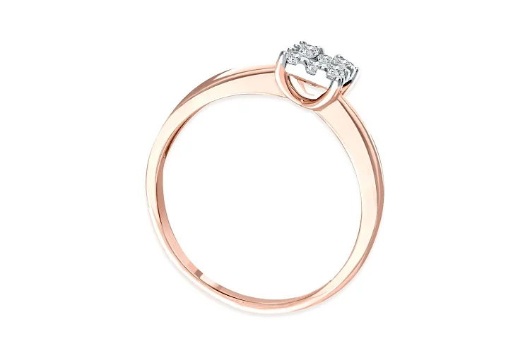 Кольцо Малинка из красного золота с 9 выращенными бриллиантами