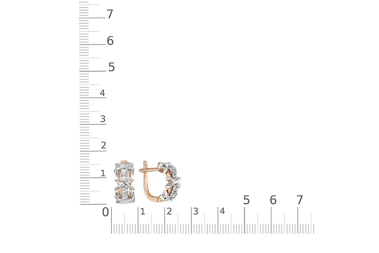 Серьги Дорожки из красного золота с 8 фианитами