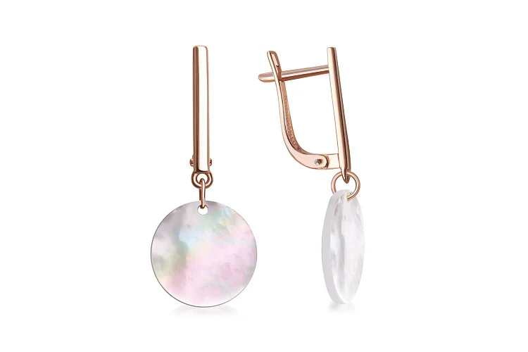 Серьги из красного золота с перламутром