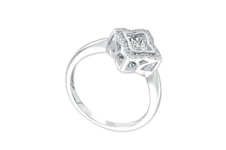 Кольцо Клевер из белого золота с 21 бриллиантами