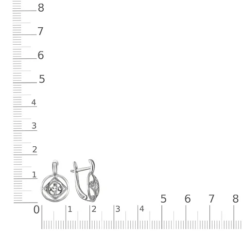 Серьги Круги из белого золота с 2 фианитами