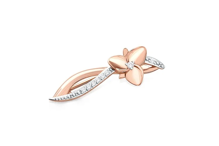Брошь Цветок из красного золота с 8 бриллиантами