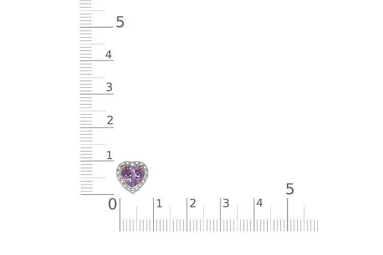 Подвеска Сердце из красного золота с аметистом и 18 фианитами