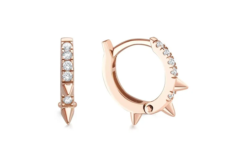 Серьги из красного золота с 10 фианитами