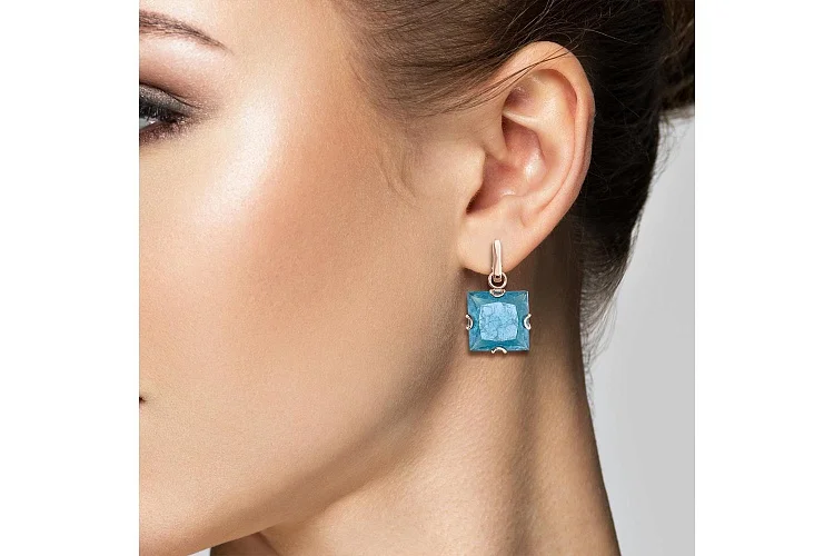 Серьги-трансформеры из красного золота с 2 наноситалами