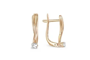 Серьги из красного золота с 2 бриллиантами