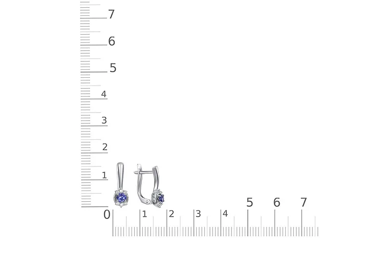 Серьги из белого золота с 14 фианитами