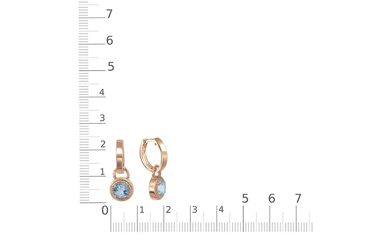 Серьги-трансформеры из красного золота с 2 топазами sky