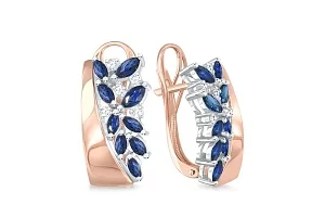 Серьги из красного золота с 18 сапфирами и 10 бриллиантами