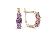 Серьги из красного золота с 6 аметистами