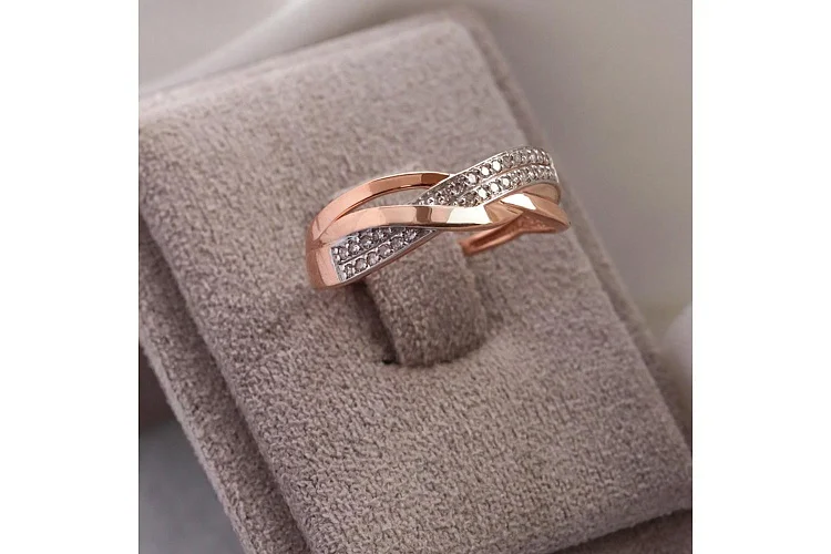 Кольцо дорожка из красного золота с 31 бриллиантами