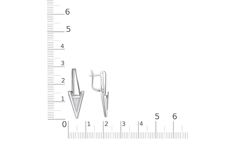 Серьги Треугольники из белого золота с 12 фианитами