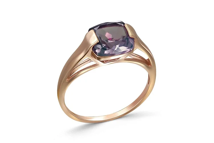 Кольцо из красного золота с александритом