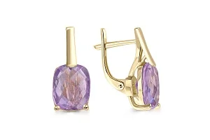 Серьги из жёлтого золота с 2 аметистами