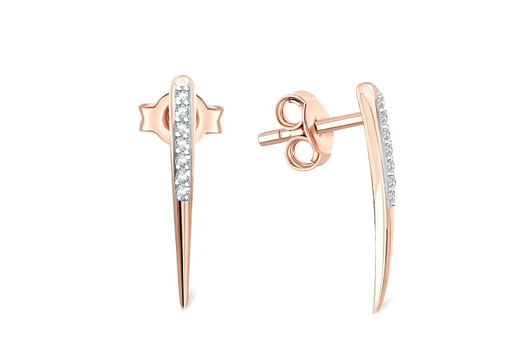 Серьги-пусеты Дорожки из красного золота с 14 фианитами