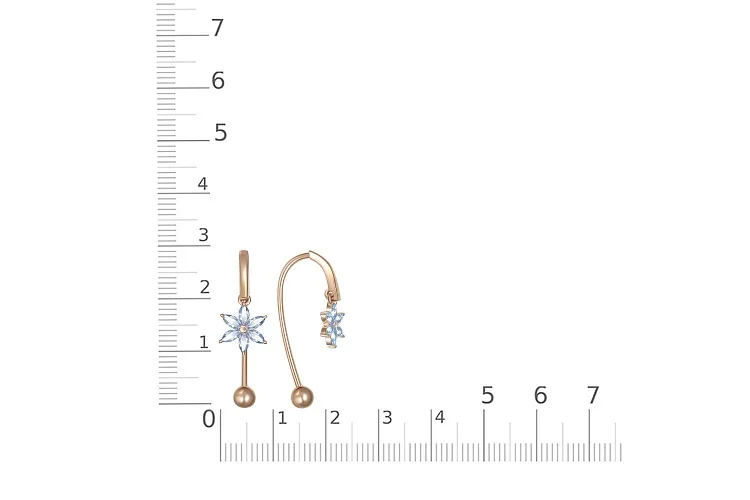 Серьги Цветы из красного золота с 12 топазами sky