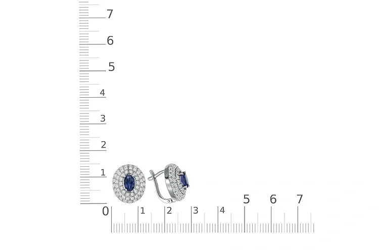 Серьги из белого золота с 2 корундами и 110 бриллиантами