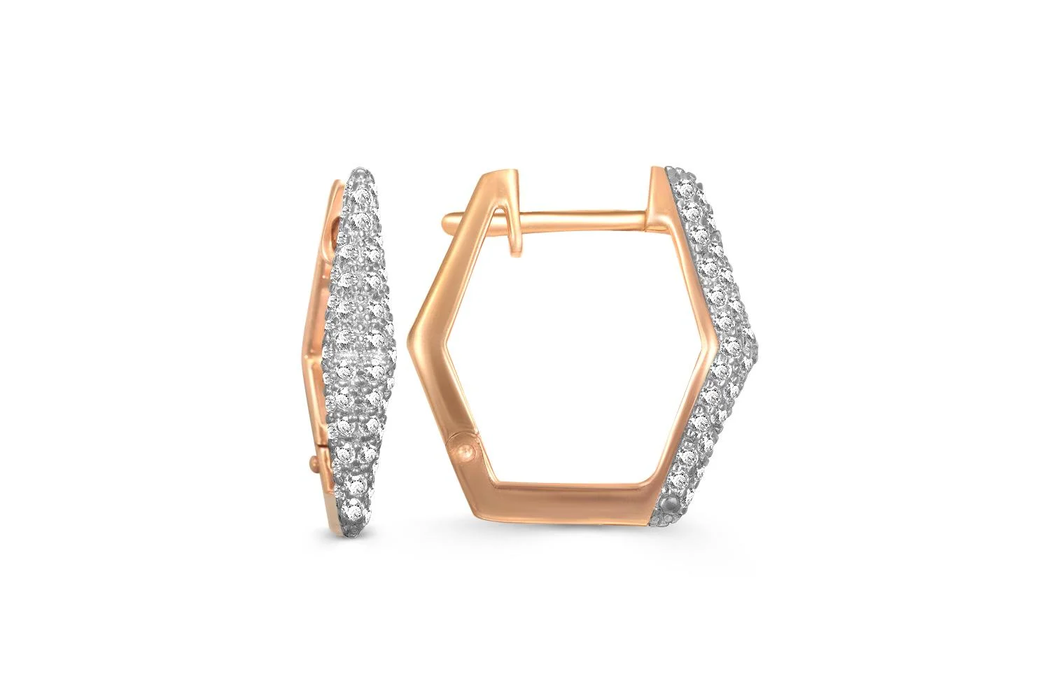 Серьги из красного золота с 92 фианитами