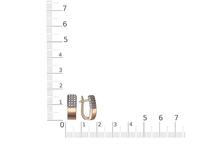 Серьги из красного золота с 56 фианитами