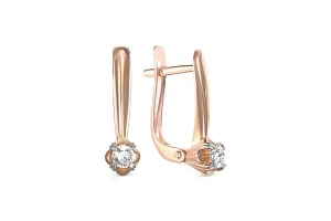 Серьги из красного золота с 2 фианитами