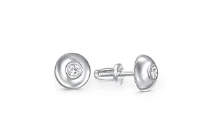 Серьги-пусеты из белого золота с 2 фианитами