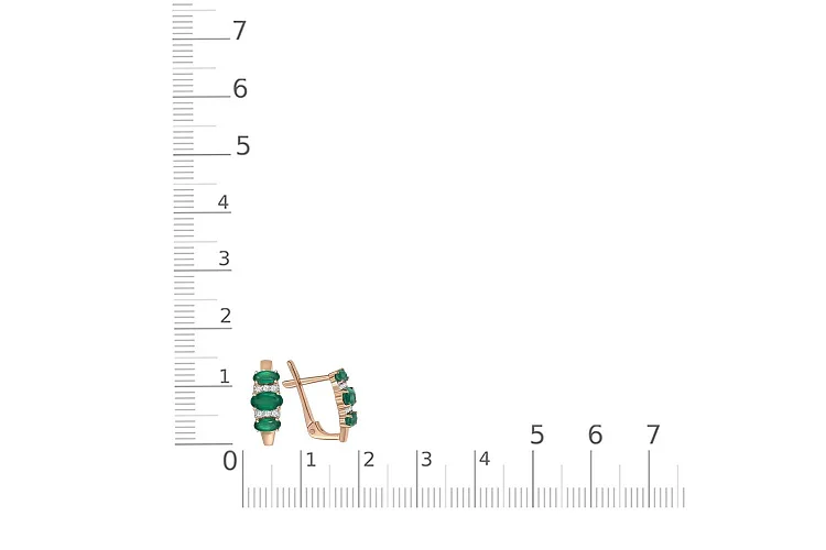 Серьги из красного золота с 6 агатами и 12 фианитами