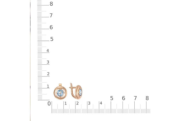 Серьги Круги из красного золота с 2 топазами sky