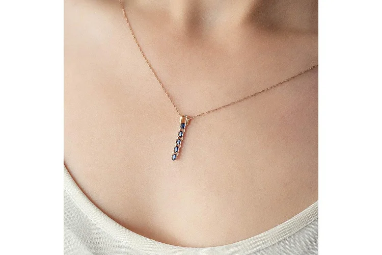 Подвеска Дорожка из красного золота с 13 фианитами