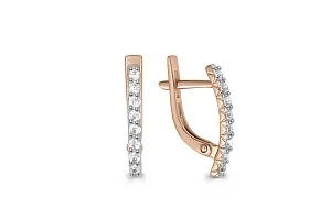 Серьги Дорожки из красного золота с 16 фианитами
