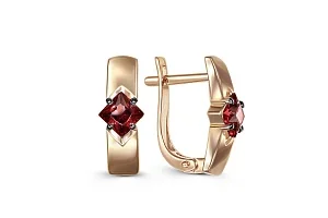 Серьги из красного золота с 2 гранатами