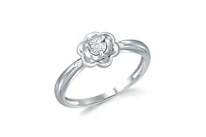 Кольцо Цветок из белого золота с 3 бриллиантами