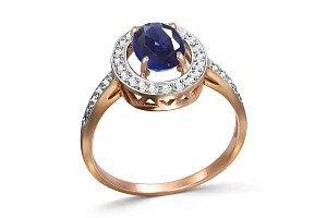 Кольцо из красного золота с сапфиром и 32 бриллиантами