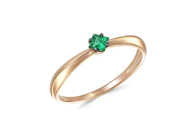 Кольцо из красного золота с изумрудом
