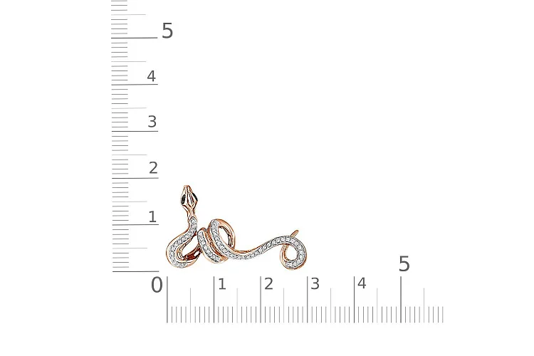 Подвеска Змея из красного золота с 55 фианитами