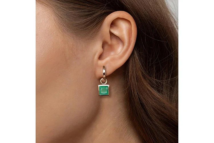 Подвеска серёг-трансформеров из красного золота с агатом