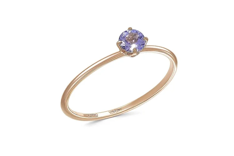 Кольцо из красного золота с танзанитом